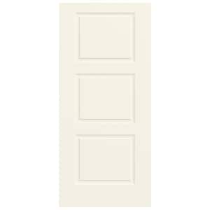 36 in. x 80 in. 3-Panel Equal Universal/Reversible White Steel Front Door Slab