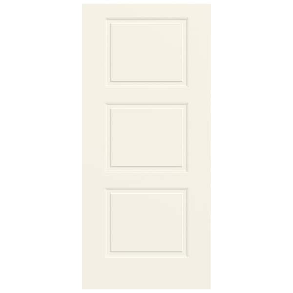 JELD-WEN 36 in. x 80 in. 3-Panel Equal Universal/Reversible White Steel Front Door Slab