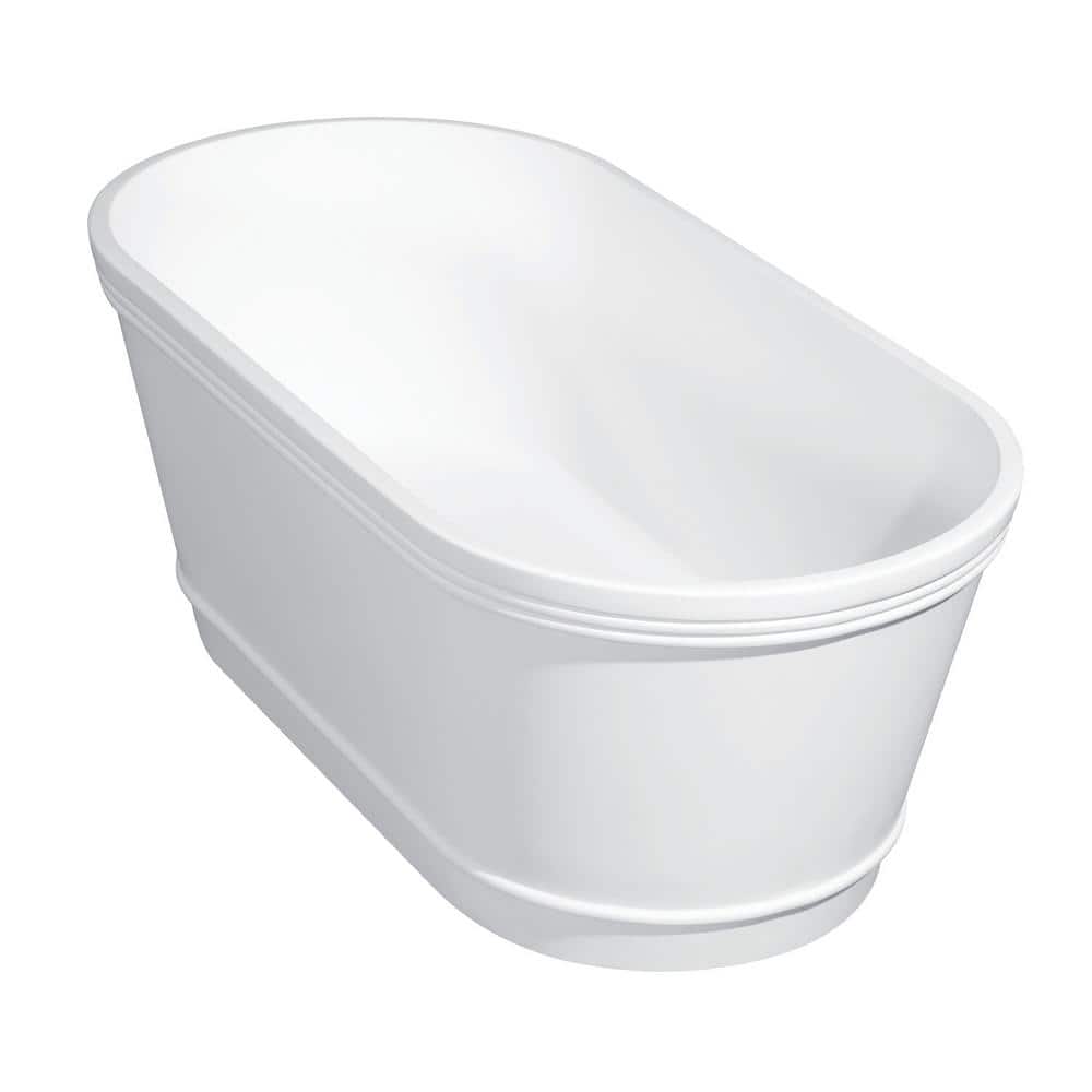 Arcticstone 60 in. Stone Resin Flatbottom Freestanding Bathtub in Glossy White/Matte White with Drain price history on PriceWatchPro