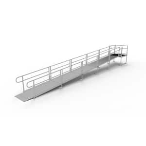 PATHWAY 30 ft. Straight Aluminum Wheelchair Ramp Kit with Solid Surface Tread, 2-Line Handrails and 4 ft. Top Platform