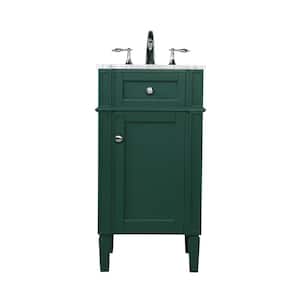 Simply Living 18 In. W x 19 In. D x 35 In. H Bath Vanity In Green with Carrara White Porcelain Top