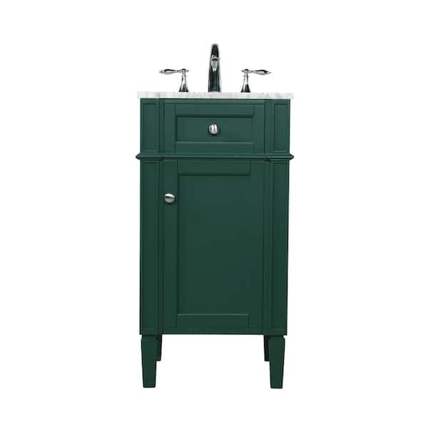 Unbranded Simply Living 18 In. W x 19 In. D x 35 In. H Bath Vanity In Green with Carrara White Porcelain Top