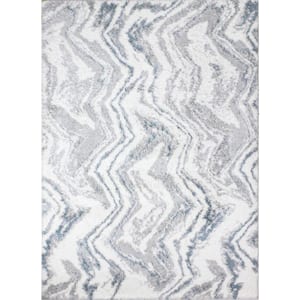 Andes White/Grey 8 ft. x 10 ft. (7'6" x 9'6") Geometric Contemporary Area Rug