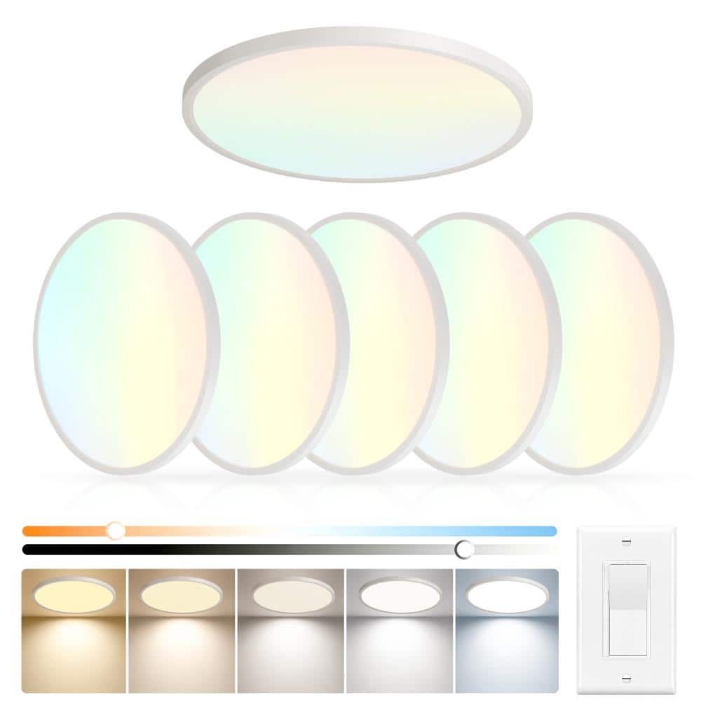 15.7 in. 32W White Dimmable & 5CCT Selectable Integrated LED Ultra-Slim Round Flush Mount Ceiling Light Fixture (6-Pack) price history on PriceWatchPro