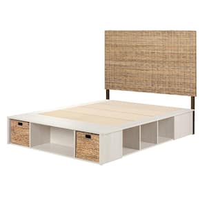 Avilla White Particle Board Frame Full Panel Bed with Headboard