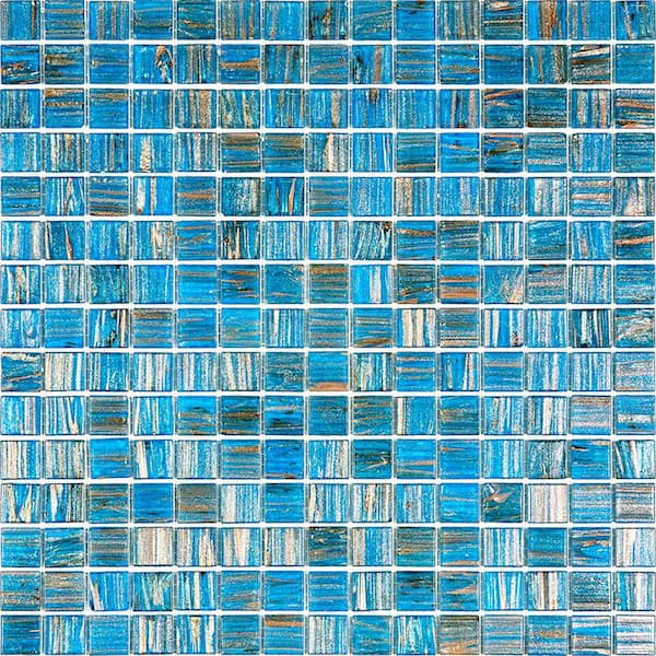 Apollo Tile Celestial 4" x 6" Glossy Blue & Gold Glass Mosaic Uniform square Wall & Floor Sample Tile 0.13 sq. ft./Piece (1-Pack)