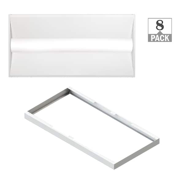 ETI LIGHTING 2 ft. x 4 ft. Center Basket LED Troffer Light with Surface Mount Kit 5850 Lumens 3500K 4000K 5000K 120-277V Dimmable