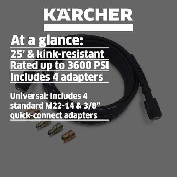 Karcher 25 ft. 3600 PSI Universal Replacement/Extension Hose for Pressure  Washers - Quick-Connect/M22 8.756-105.0 - The Home Depot