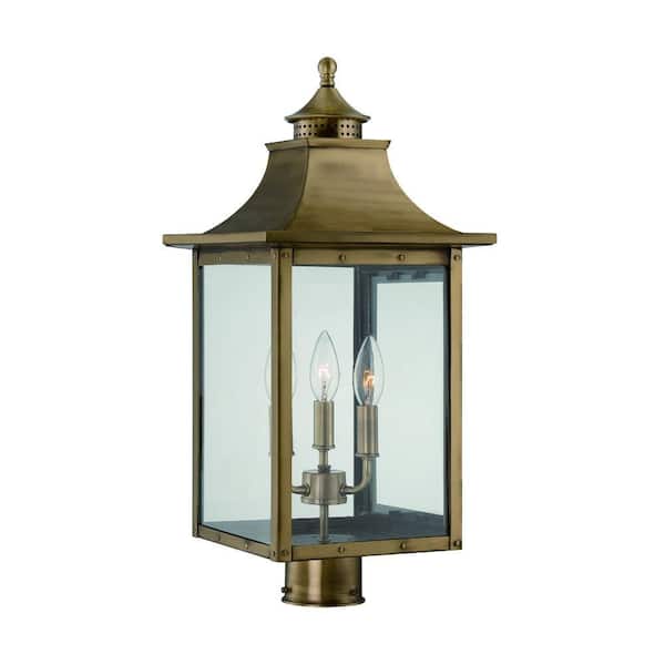 Acclaim Lighting St. Charles 3-Light Aged Brass Outdoor Post Light Fixture
