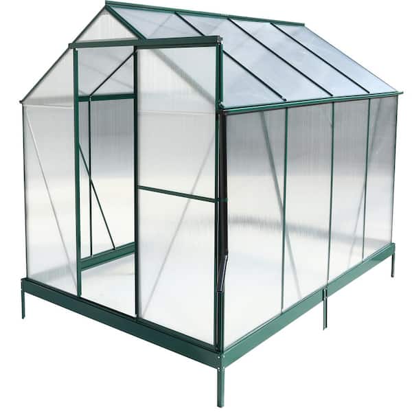 Unbranded 6 ft. x 8 ft. x 8 ft. Polycarbonate Greenhouse, Heavy Duty Outdoor Aluminum Walk-in Green House Kit