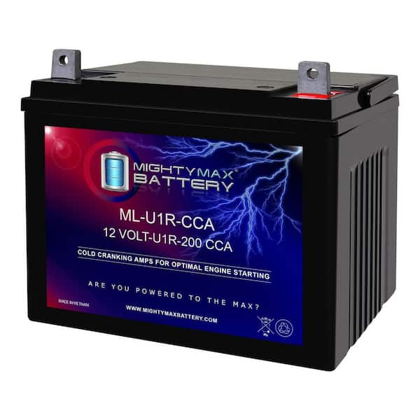 MIGHTY MAX BATTERY ML-U1-CCA-XRP 12-Volt, 200 CCA, Nut and Bolt (NB) Terminal, Rechargeable SLA AGM Battery