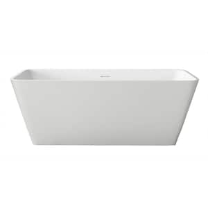 Romo 59 in. Resin Flatbottom Non-Whirlpool Bathtub in Gloss White