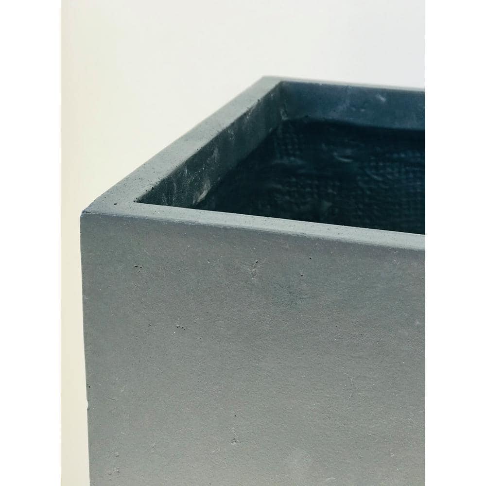 Modern Lightweight Concrete Square Planter, Charcoal Black, 15.35"