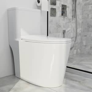 1-Piece 1.6 GPF Dual Flush Elongated Toilet in White Seat Included