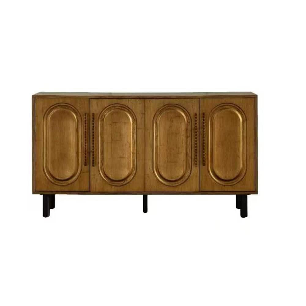 59.84 in. Antique Gold Solid Wood and MDF 4-Door Sideboard Buffet Cabinet for Dining Room/Living Room price history on PriceWatchPro
