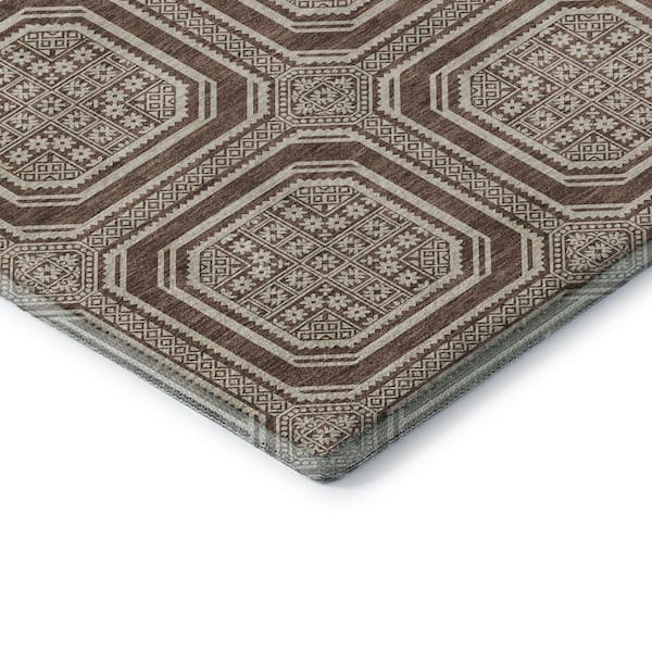 Mayfield Premium Machine Washable Abstract AMF1451 Brown 9 ft. x 12 ft. Area Rug