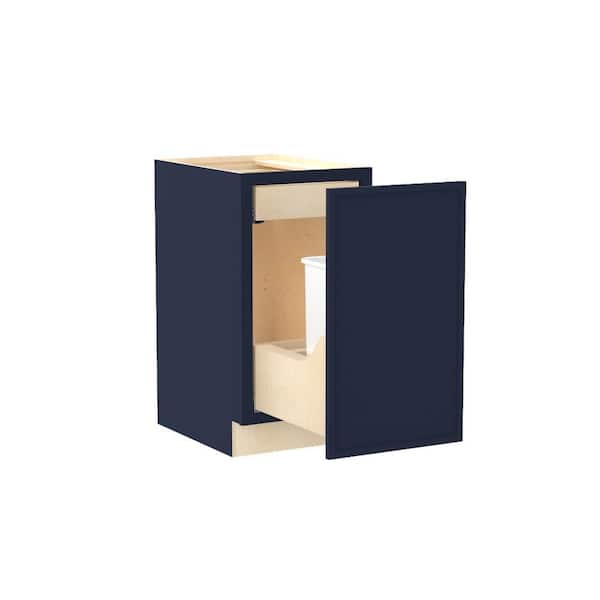 Franklin 18 in. W x 24 in. D x 34.5 in. H Assembled Plywood Trash Can Kitchen Cabinet in Vessel Blue with Soft Close