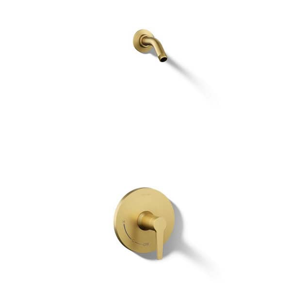 Pitch 1-Handle Wall Mount Shower Trim in Vibrant Brushed Moderne Brass (Valve Not Included)