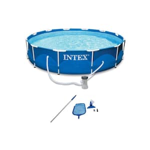 12 ft. x 2.5 ft. Round Pool with Filter Pump and Pool Cleaning Kit with Vacuum and Pole