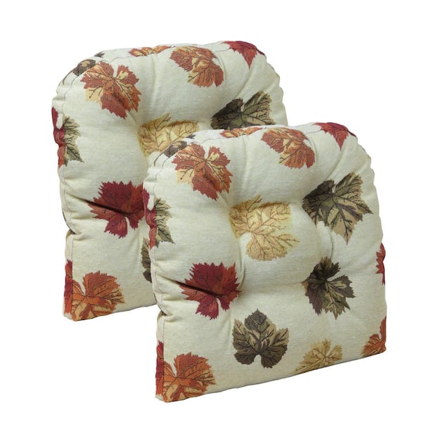 Unbranded Gripper Non-Slip 15" x 15" Falling Leaves Tufted Universal Chair Cushions (Set of 2)