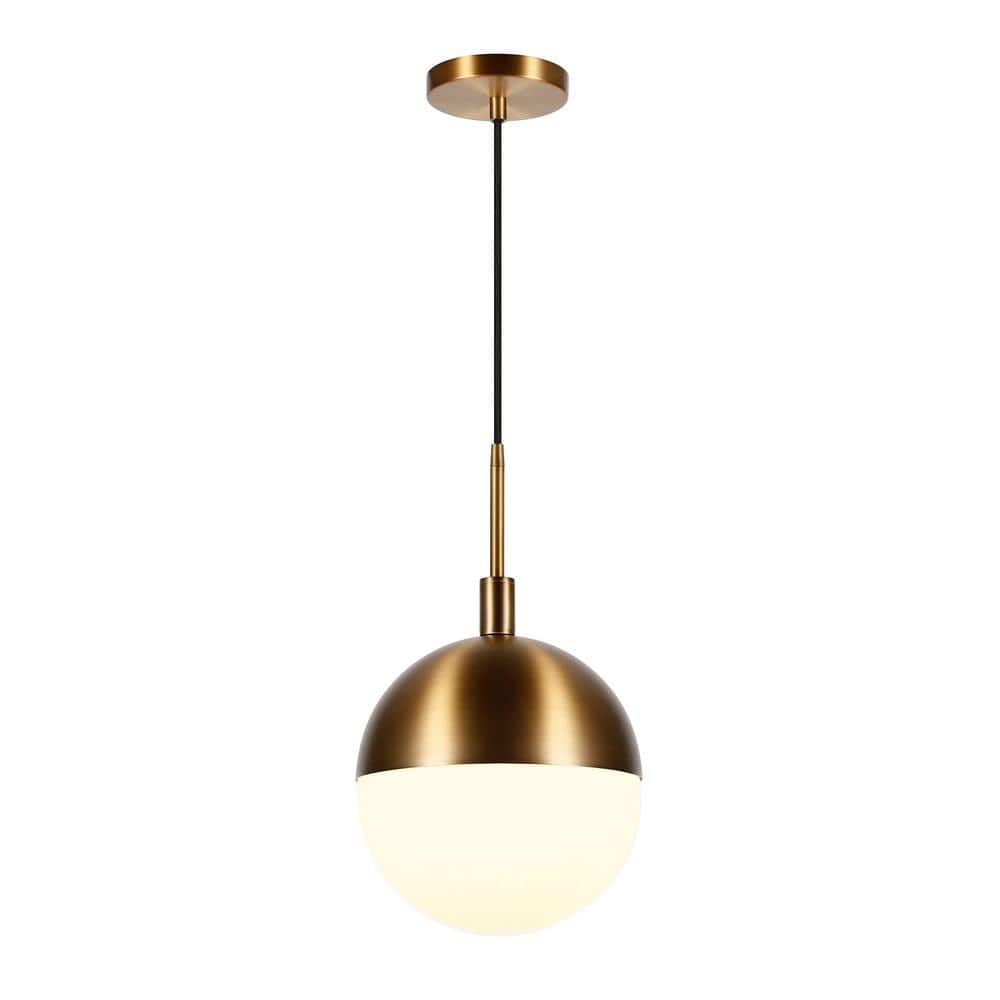 Orb Brushed Brass 12" Globe Pendant with Frosted Glass Shade