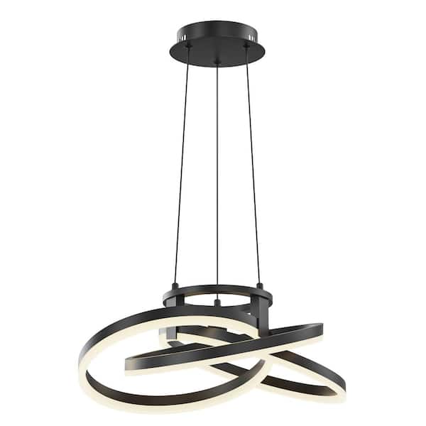 Carson 3-Light Black Statement Square or Rectangle Integrated LED Chandelier