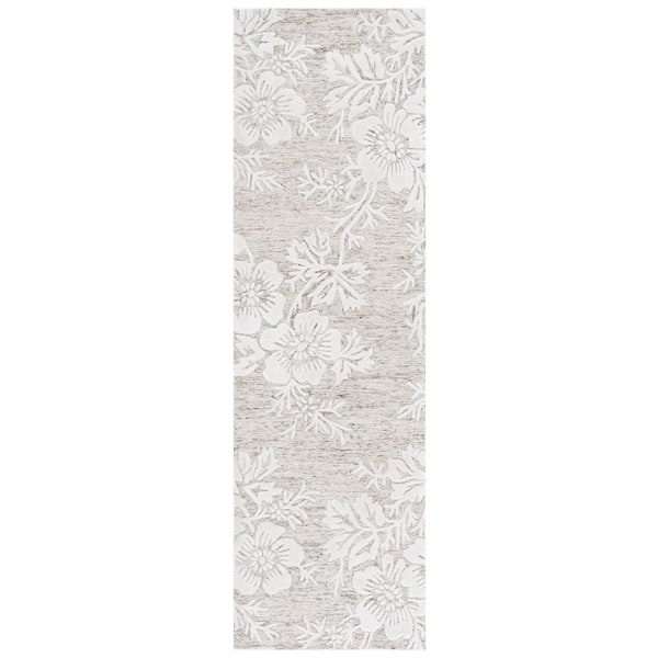 Glamour 2 ft. x 8 ft. Brown/Ivory Ornate Floral Runner Rug