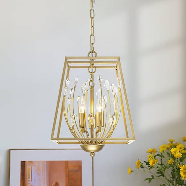 Rennnsan Lyven 12.6 in. 3-Light Gold Transitional Geometric