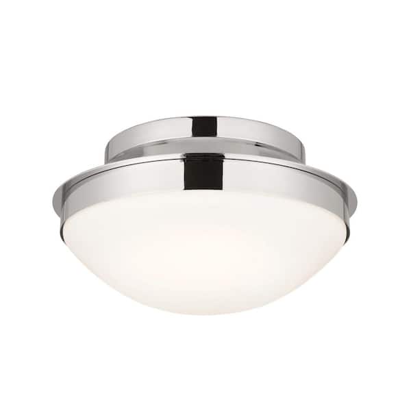 Bretta 13.5 in. 2-Light Polished Nickel Traditional Hallway Flush Mount Ceiling Light