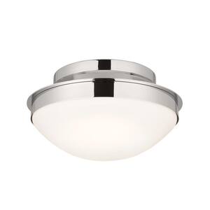 Bretta 13.5 in. 2-Light Polished Nickel Traditional Hallway Flush Mount Ceiling Light with Satin Etched Glass
