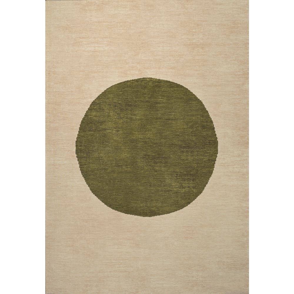 Cirkel 3' x 5' Cream/Green Geometric Synthetic Area Rug