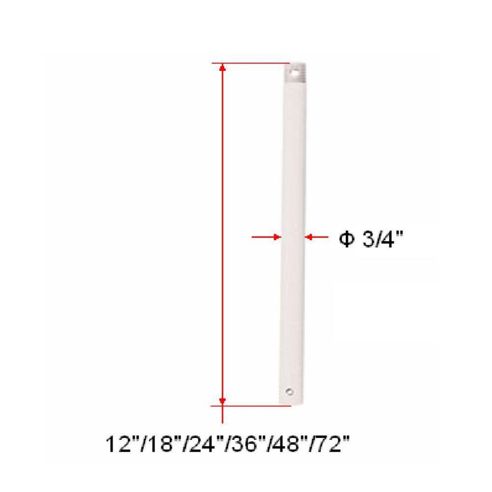 36-Inch White Steel Ceiling Fan Downrod