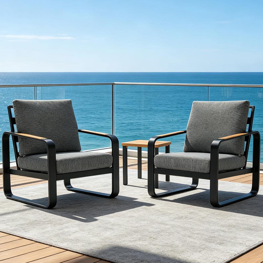 3-Piece Patio Conversation Set with Gray Cushions Sturdy Metal Frame Patio Furniture Sets price history on PriceWatchPro