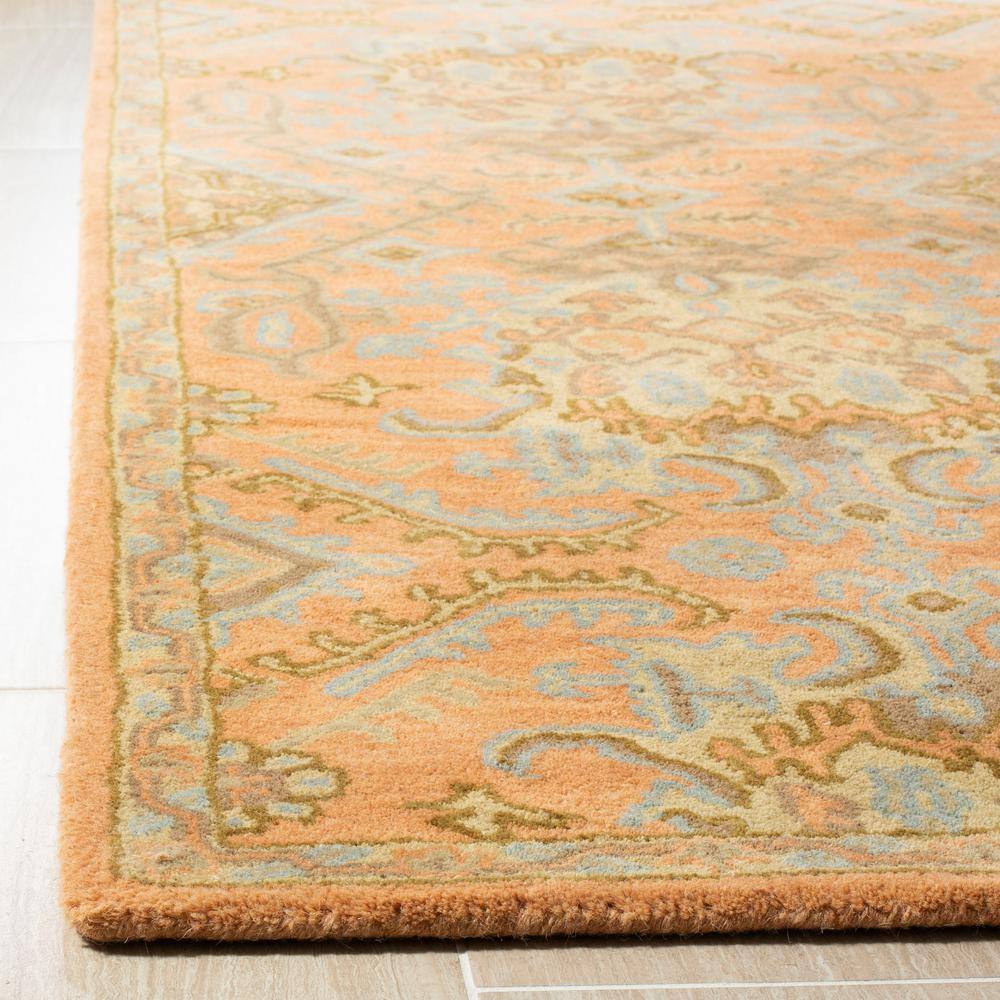 Handmade Terracotta Floral Wool Area Rug, 8'9" x 12'