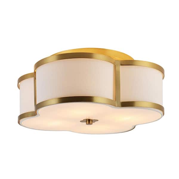 Jonathan Y Designs - Quatrefoil 18 Scalloped Shade Metal Classic Glam LED Flush Mount, Brass Gold