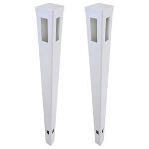95 in. Rail Corner Line Post for White Vinyl Routed Fence kit Caps Included set of 2