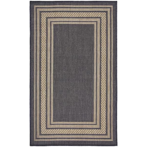 Horizon Indoor/Outdoor Charcoal 2 ft. x 3 ft. Bordered Contemporary Area Rug