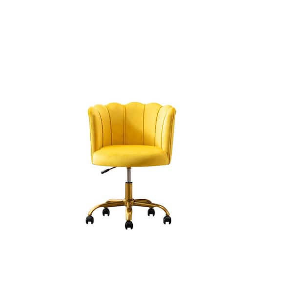 Tatahance 18.5 in. x 24 in. x 38.2 in. Modern Fashion Leisure Yellow Velvet Metal Frame Accent Chair