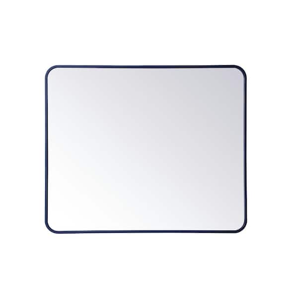 Unbranded Timeless Home 36 in. H x 30 in. W Blue Modern Soft Corner Rectangular Wall Mirror