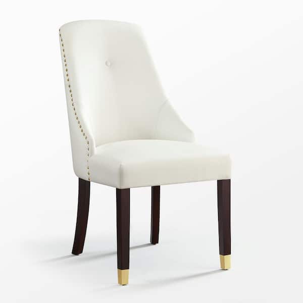 Cora White Gold Pu Leather Metal Tip, White Leather And Metal Dining Chairs