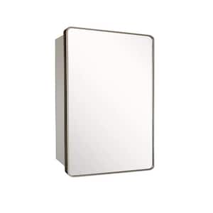28.5 in. W x 17.7 in. H Rectangular Metal Framed Surface Mount Medicine Cabinet with Mirror in Brushed Silver