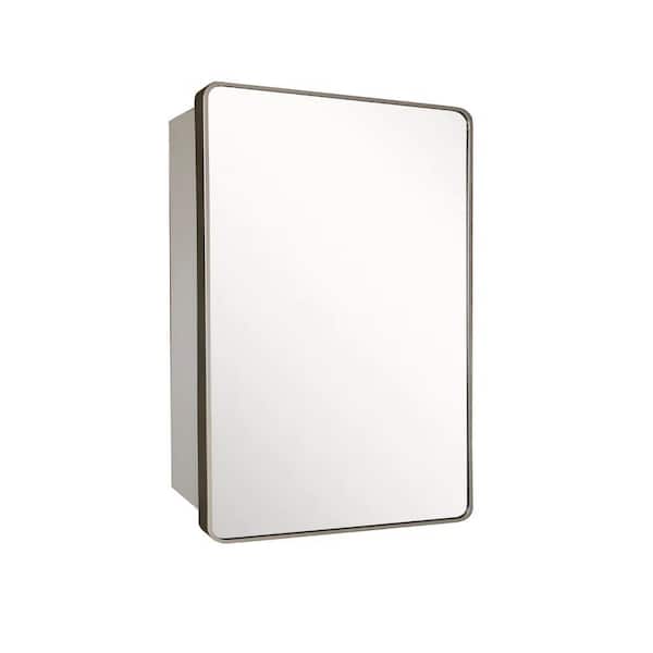 Bellaterra Home 28.5 in. W x 17.7 in. H Rectangular Metal Framed Surface Mount Medicine Cabinet with Mirror in Brushed Silver