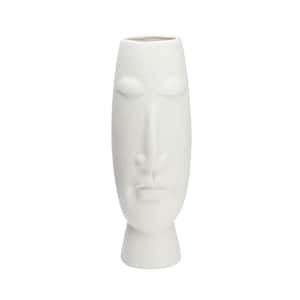 20 in. Matte Eggshell Ceramic Face Vase