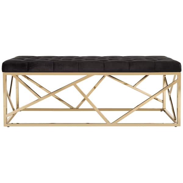 SAFAVIEH Farah 18 in. Black/Brass Bench