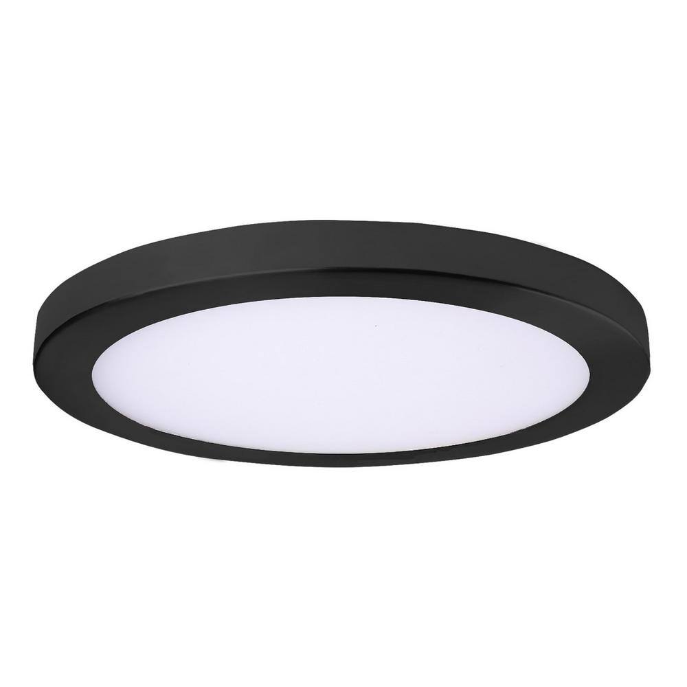 Matte Black 15" Round LED Flush Mount Light