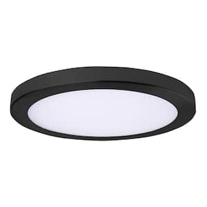 Round Platter Light Length 15 in. Black Round Fixture New Construction Recessed Integrated Led Trim Kit