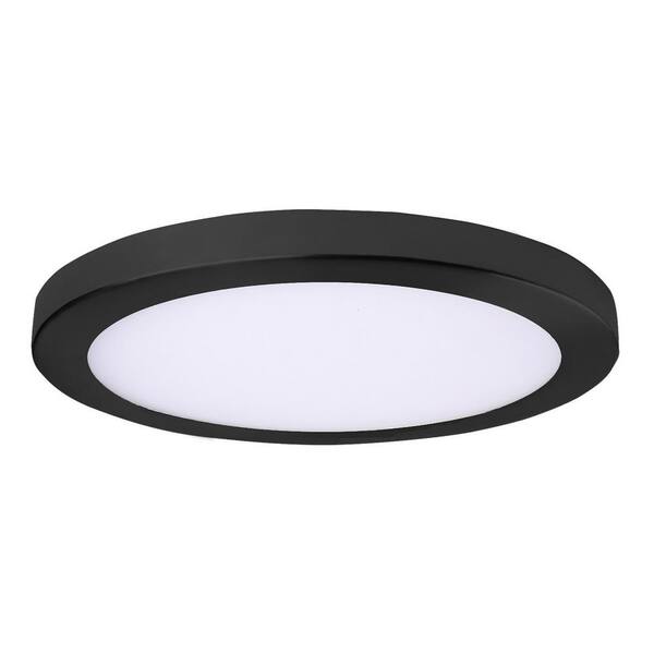 AMAX LIGHTING Round Slim Disk Length 11 in. Black New Construction Recessed Integrated LED Trim Kit Round Fixture 3000K Warm White