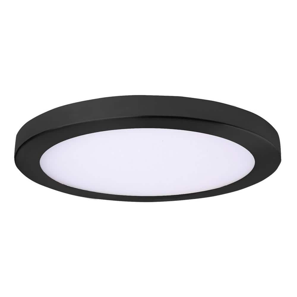 Round Slim Disk Length 11 in. Black New Construction Recessed Integrated LE