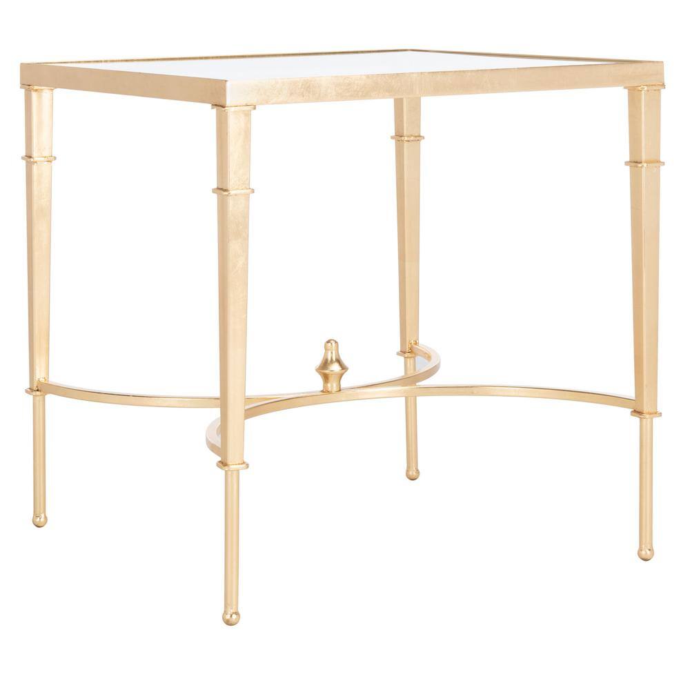 Mendez Gold Leaf Glass Top Square Accent Table