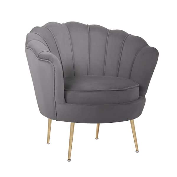 Grey velvet scallop outlet armchair